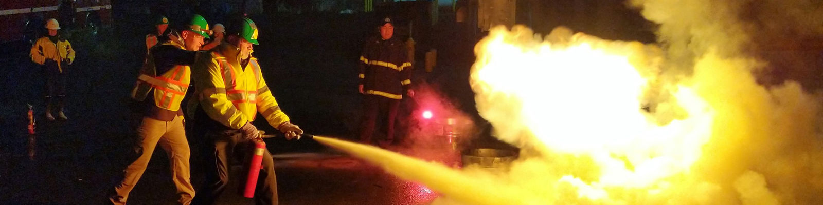 Emergency management training exercise at night